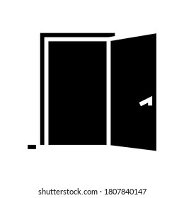 dentro del vector de icono de glifo de puerta abierta. dentro del signo de la puerta abierta. símbolo de contorno aislado ilustración negra