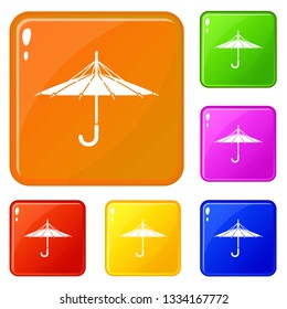 Inside out umbrella icons set collection vector 6 color isolated on white background