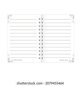 Inside Pages of a spiral notebook, diary, or planner that can be customized with your own Company, Branding, logo, name, or whatever message you want to convey.