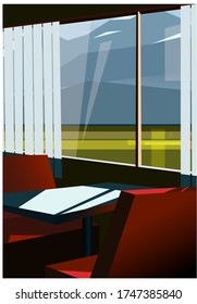 Dentro de la cafetería de carreteras. Ilustración del vector