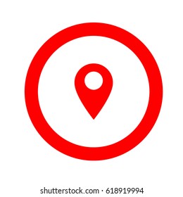 Inside round navigation (Gps) icon, thin red line google map icon - vector illustration