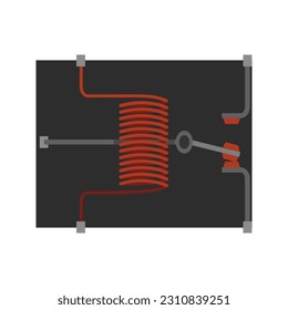 Innenansicht der SPDT 12V 10AMP 5-polige Relay-Vektorgrafik: Detaillierte Betrachtung der internen Komponenten und Verkabelung eines 12V 10AMP 5-poligen Steckverbinders (SPDT)