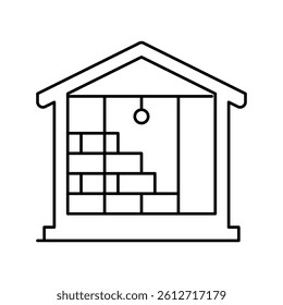 inside wall insulation with mineral wool line icon vector. inside wall insulation with mineral wool sign. isolated contour symbol black illustration