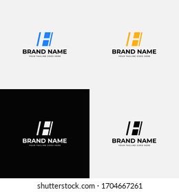 Inside white letter h logo design vector template in rectangle shape. Creative modern abstract letter h icon illustration for business.