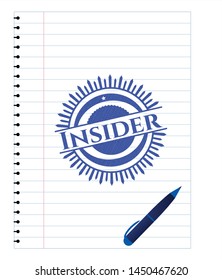 Insider with pen strokes. Blue ink. Vector Illustration. Detailed.
