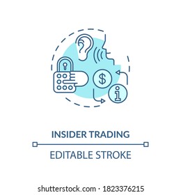 Insider trading concept icon. Non public information market. Common corporate crime. Secret data buying idea thin line illustration. Vector isolated outline RGB color drawing. Editable stroke