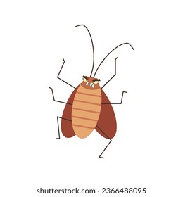 Cucarachas independientes con patas altas de estilo plano, ilustración vectorial aislada en fondo blanco. Elemento de diseño decorativo, insecto parásito, carácter emocional