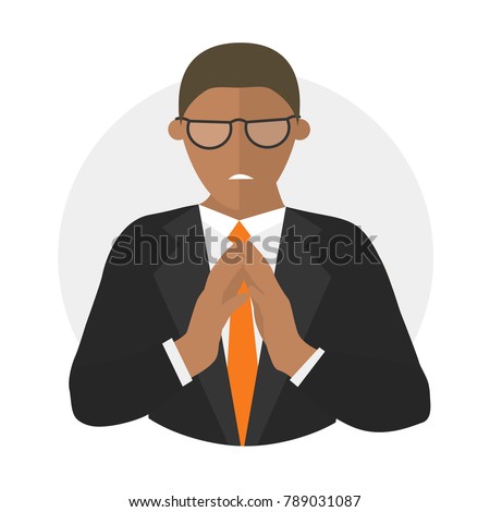 Insidious, envious, evil businessman flat design icon