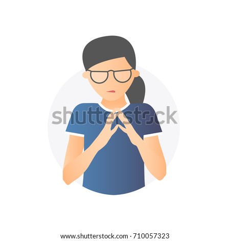 Insidious, envious woman, flat gradient vector icon