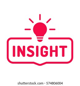 Insight. Badge With Bulb Icon. Flat Vector Illustration On White Background.