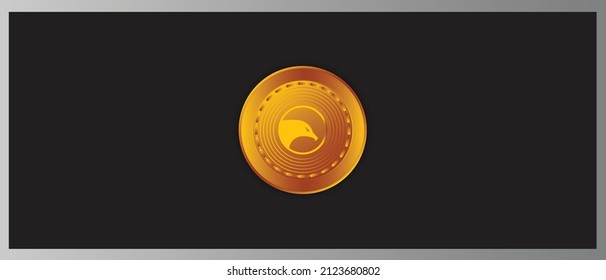 Insight Chain (INB) logo with crypto currency themed golden coin in  black background design. Banner design for INB token icon. Insightchain INB Cryptocurrency Blockchain technology concept.  
