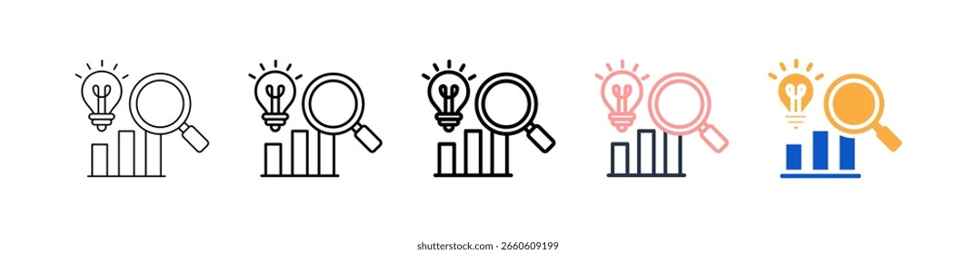 Perspicacia diferentes iconos de estilo conjunto de Ilustración vectorial.