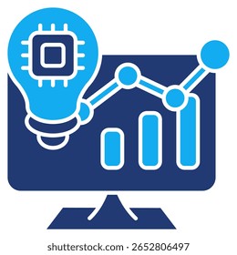Ícone do gerador de ideias representado pela lâmpada, monitor, gráfico Dualtone style.