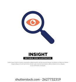 Insight Icon. Eye in Magnifier Representing Search for Insight or Visibility. Vector Design.