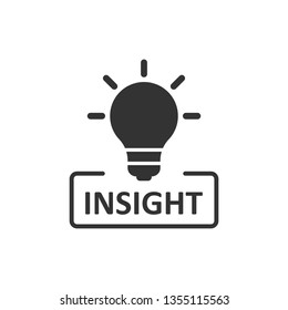 Insight Icon In Flat Style. Bulb Vector Illustration On White Isolated Background. Idea Business Concept.