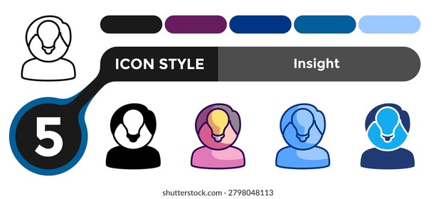Insight icon for illustrating sudden understanding, idea realization, and cognitive breakthrough moments. Line, Filled, Color, Blue, Dualtone style.