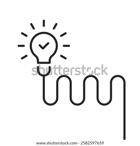 insight icon like thin line light bulb with wire. simple trend modern easy quizz logotype graphic design element isolated on white. concept of good think pictogram or unique strategy or invention sign