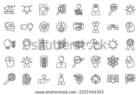 Insight icons set outline vector. Problem generation. Brainstorm mind