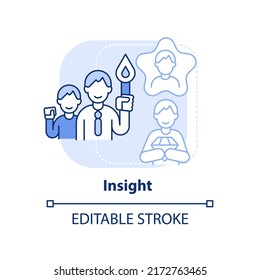Insight light blue concept icon. Attribute of inclusive leadership abstract idea thin line illustration. Perspectives. Isolated outline drawing. Editable stroke. Arial, Myriad Pro-Bold fonts used
