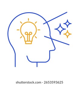 Insight – Lightbulb in Brain Representing Breakthrough Ideas and Revelations. Vector Icon