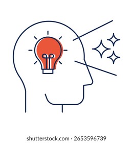 Insight - Lâmpada que representa ideias e compreensão transformacional. Ícone de Vetor