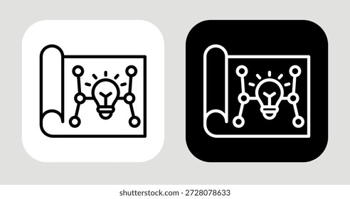 Icono de mapeo de información en estilo de línea en blanco y negro