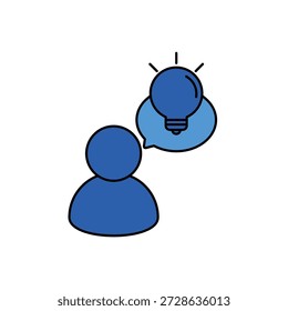 Insight person and creativity light bulb outline editable stroke line drawing eps.
