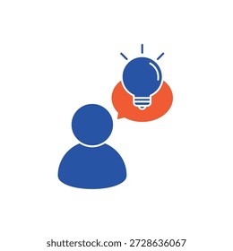 Insight person and creativity light bulb outline editable stroke line drawing eps.