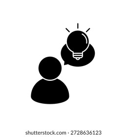 Insight person and creativity light bulb outline editable stroke line drawing eps.
