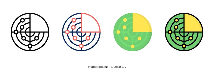 Conjunto de iconos de radar de visión múltiple colección de estilo múltiple