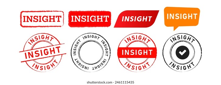 sello de goma y etiqueta de la burbuja del discurso del rectángulo de insight