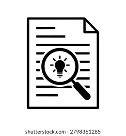 Insight Reporting Document Silhouette Icon for Business Analytics