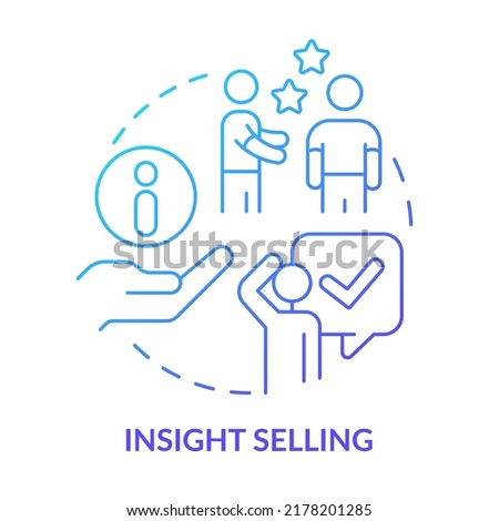 Insight selling blue gradient concept icon. Suggesting winning strategies abstract idea thin line illustration. Decision-making process. Isolated outline drawing. Myriad Pro-Bold font used