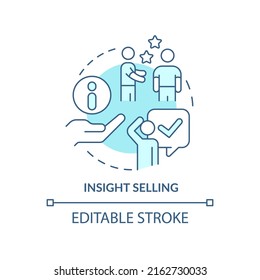 Insight selling turquoise concept icon. Winning strategies abstract idea thin line illustration. Decision-making process. Isolated outline drawing. Editable stroke. Arial, Myriad Pro-Bold fonts used