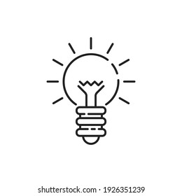 insight simple logo like black thin line lightbulb. linear trend lineart logotype graphic stroke design isolated on background. concept of interesting facts or quizz night game symbol or productive
