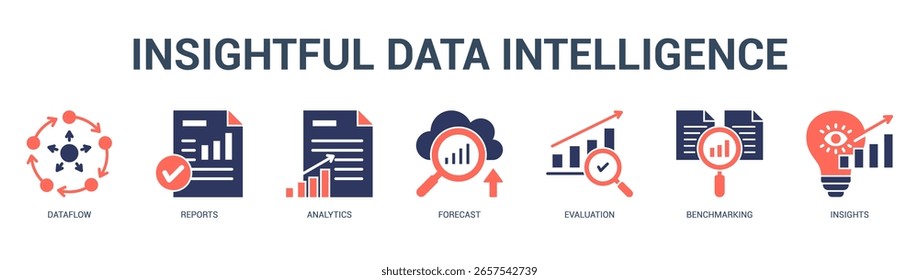 Insightful Data Intelligence Modern and clean web banner illustration featuring thematic icons for visual communication