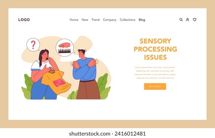 Insightful depiction of sensory processing issues, capturing the confusion and discomfort faced by individuals with sensory sensitivities. Flat vector illustration