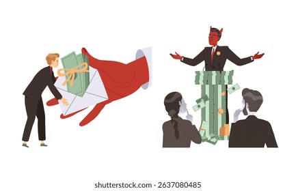 An Insightful Graphic Representation of Power Dynamics and Greed in the Financial Sector