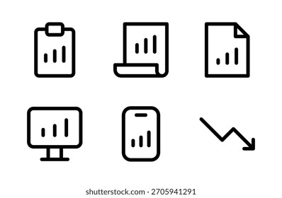 Insightful statistics icon set featuring modern analytical symbols designed for data reporting, business dashboards, and clear performance visual projects

