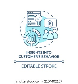 Insights into customer behavior turquoise concept icon. Market research abstract idea thin line illustration. Isolated outline drawing. Editable stroke. Roboto-Medium, Myriad Pro-Bold fonts used