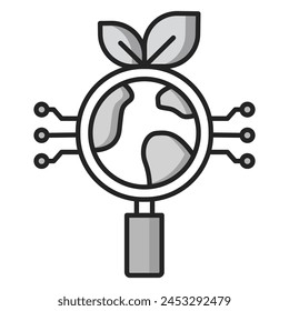 Insights into Environmental Dynamics. Gaining Understanding Through Data Analysis. Editable Stroke and Colors.
