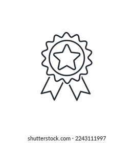 Insignia achievement. Rewarding.  Vector linear icon isolated on white background.