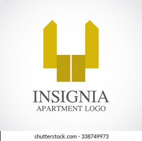 Insignia apartment abstract vector and logo design or template property business icon of company identity symbol concept