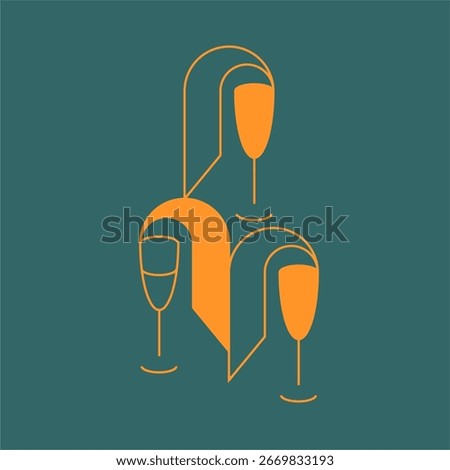 Insignia emblem is a wine restaurant. The wine list. Art Deco style.