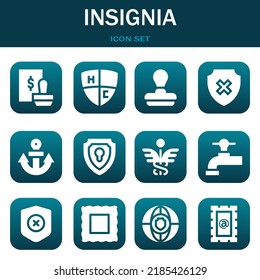conjunto de iconos de insignia. Ilustraciones vectoriales relacionadas con el sello, el emblema y el sello