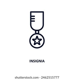 insignia icon. Thin line insignia icon from military and war and  collection. Outline vector isolated on white background. Editable insignia symbol can be used web and mobile