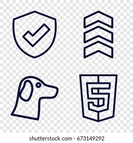Insignia icons set. set of 4 insignia outline icons such as rank, wolf
