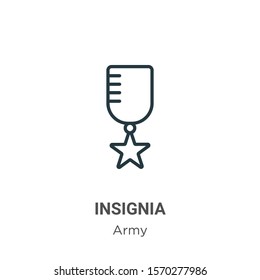 Insignia outline vector icon. Thin line black insignia icon, flat vector simple element illustration from editable army concept isolated on white background