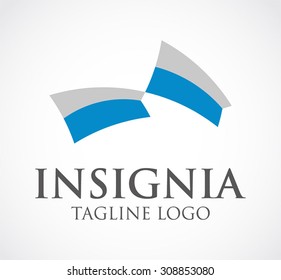 Insignia ribbon curve simple flat abstract vector logo design template business office icon company identity symbol concept