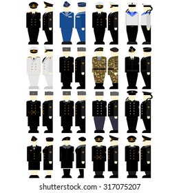 Insignia sailors and officers of the Russian Navy. The illustration on a white background.